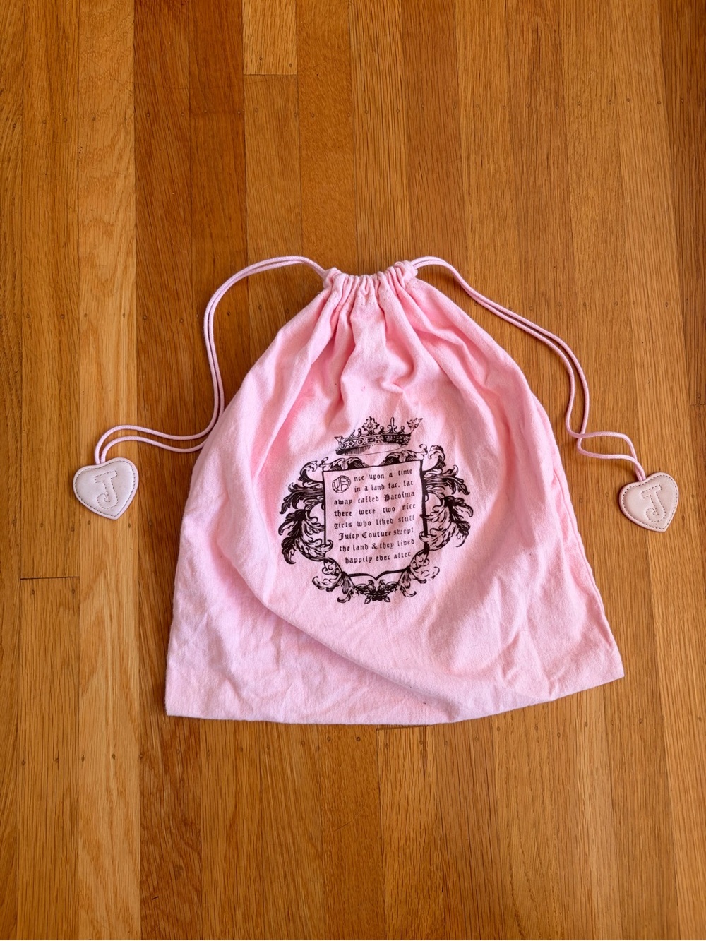 Juicy Couture Pink Drawstring Dust Bag with Heart Pulls